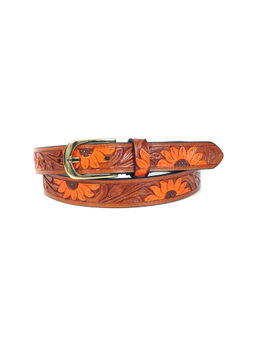 Celtic - Handcrafted Tan Leather Carving Belt Stylish Durable and Unique Design