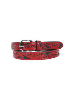 Celtic - Hand-Carved Red and Black Leather Belt Premium Quality Custom Design