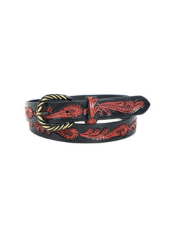 Celtic - Hand-Carved Brown and Black Leather Belt Unique Custom Leather Craftsmanship