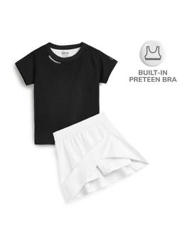 Plan B - Cotton T-shirt with Built-In Bra and Skater Skirt For Girls