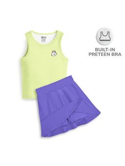 Plan B - Cotton Tank Top with Built-In Bra and Skater Skirt For Girls