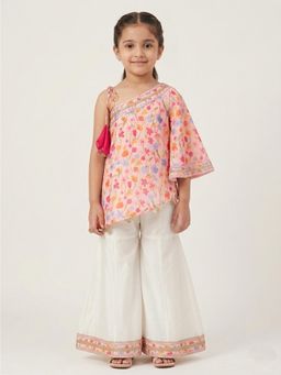 THE WISHING CLOSET - One Off Shoulder Pink Printed Palazzo Set