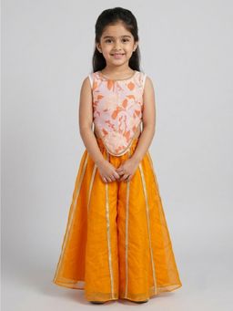 THE WISHING CLOSET - Orange Asymmetric Crop Top with Flared Palazzo Set