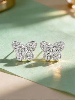 Ornate Jewels - 925 Silver Rhodium Plated American Diamond Butterfly Bliss Earring for Women & Girls