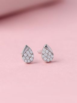 Ornate Jewels - 925 Silver White Cz Teardrop Daily Stud Earrings