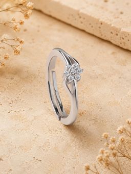 Ornate Jewels - 925 Silver White Cz Flower Cluster Adjustable Classic Ring