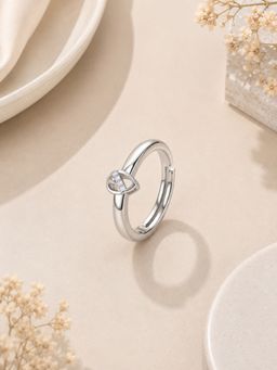 Ornate Jewels - 925 Silver White Cz Teardrop Adjustable Daily Wear Ring