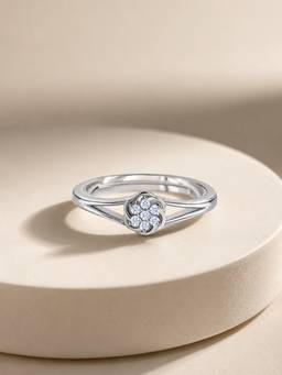 Ornate Jewels - 925 Silver White CZ Floral Cluster Adjustable Daily Wear Rings for Women & Girls