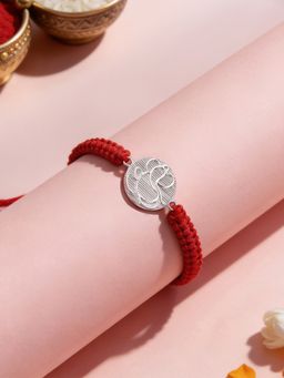 Ornate Jewels - 925 Silver Lord Ganesh Vinayaka Thread Rakhi with Roli Chawal for Brother