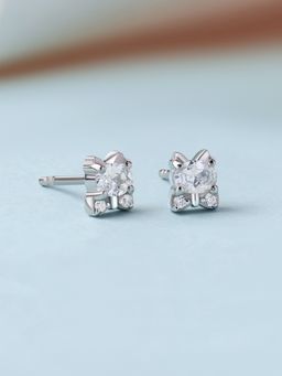 Ornate Jewels - Women White Stones Sterling Silver Pair Of Earring