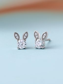 Ornate Jewels - Women White Stones Sterling Silver Pair Of Earring