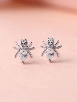 Ornate Jewels - Women White Stones Sterling Silver Pair Of Earring