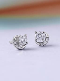 Ornate Jewels - Women White Stones Sterling Silver Pair Of Earring