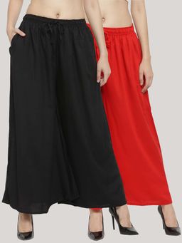 Clora Creation - Multi-Color Solid Flared Palazzos (Pack of 2)