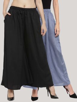 Clora Creation - Multi-Color Solid Flared Palazzos (Pack of 2)