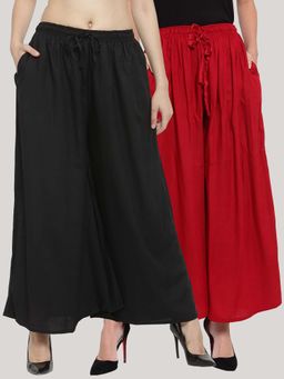Clora Creation - Multi-Color Solid Flared Palazzos (Pack of 2)