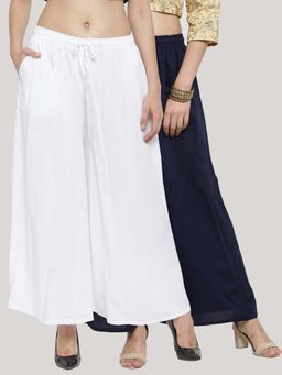 Clora Creation - Multi-Color Solid Flared Palazzos (Pack of 2)