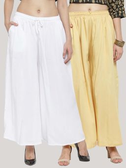 Clora Creation - Multi-Color Solid Flared Palazzos (Pack of 2)