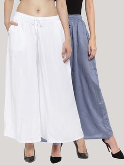 Clora Creation - Multi-Color Solid Flared Palazzos (Pack of 2)