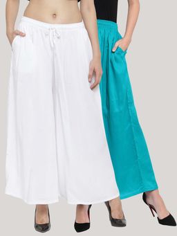 Clora Creation - Multi-Color Solid Flared Palazzos (Pack of 2)