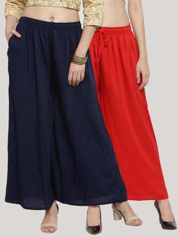 Clora Creation - Multi-Color Solid Flared Palazzos (Pack of 2)