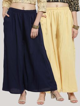 Clora Creation - Multi-Color Solid Flared Palazzos (Pack of 2)