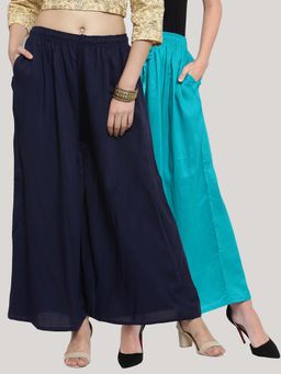 Clora Creation - Multi-Color Solid Flared Palazzos (Pack of 2)
