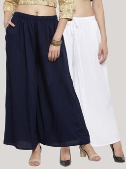 Clora Creation - Multi-Color Solid Flared Palazzos (Pack of 2)