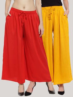 Clora Creation - Multi-Color Solid Flared Palazzos (Pack of 2)
