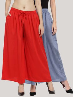 Clora Creation - Multi-Color Solid Flared Palazzos (Pack of 2)