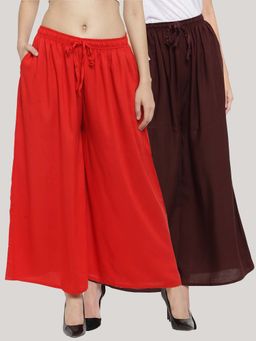 Clora Creation - Multi-Color Solid Flared Palazzos (Pack of 2)