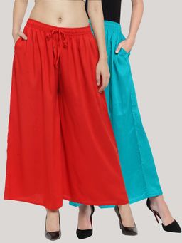 Clora Creation - Multi-Color Solid Flared Palazzos (Pack of 2)