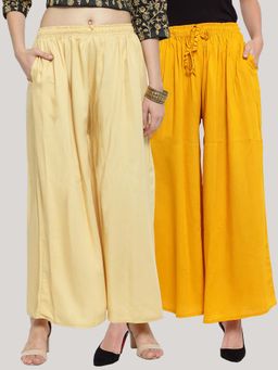 Clora Creation - Multi-Color Solid Flared Palazzos (Pack of 2)