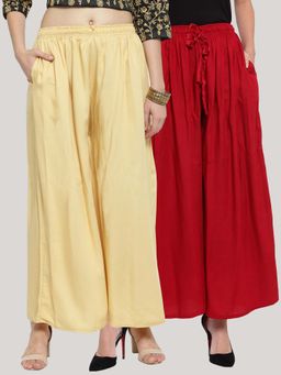 Clora Creation - Multi-Color Solid Flared Palazzos (Pack of 2)
