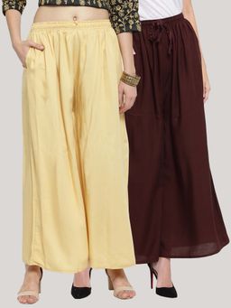 Clora Creation - Multi-Color Solid Flared Palazzos (Pack of 2)