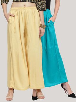 Clora Creation - Multi-Color Solid Flared Palazzos (Pack of 2)
