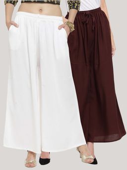 Clora Creation - Multi-Color Solid Flared Palazzos (Pack of 2)