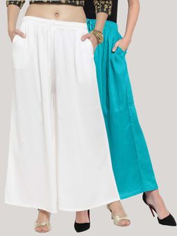 Clora Creation - Multi-Color Solid Flared Palazzos (Pack of 2)