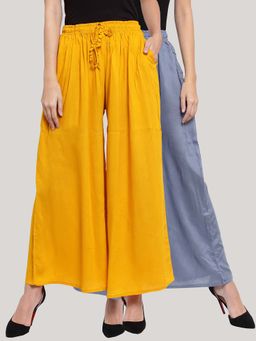 Clora Creation - Multi-Color Solid Flared Palazzos (Pack of 2)