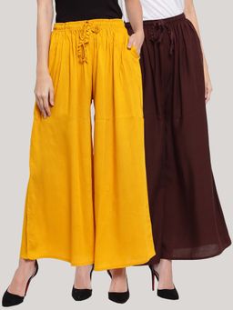 Clora Creation - Multi-Color Solid Flared Palazzos (Pack of 2)