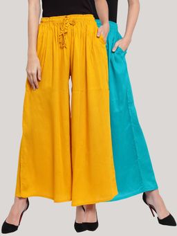 Clora Creation - Multi-Color Solid Flared Palazzos (Pack of 2)