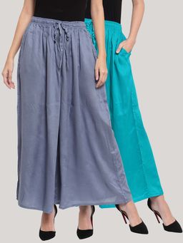 Clora Creation - Multi-Color Solid Flared Palazzos (Pack of 2)