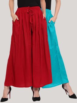 Clora Creation - Multi-Color Solid Flared Palazzos (Pack of 2)