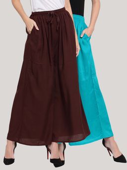 Clora Creation - Multi-Color Solid Flared Palazzos (Pack of 2)