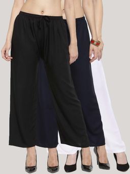 Clora Creation - Multi-Color Solid Wide Palazzos (Pack of 3)