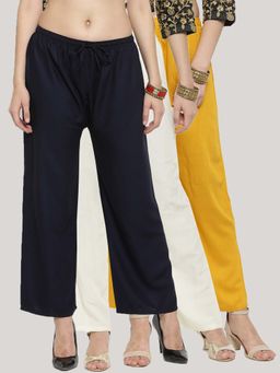 Clora Creation - Multi-Color Solid Wide Palazzos (Pack of 3)