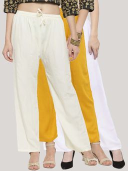 Clora Creation - Multi-Color Solid Wide Palazzos (Pack of 3)