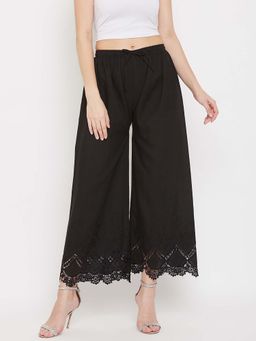 Clora Creation - Black Solid Wide Palazzo