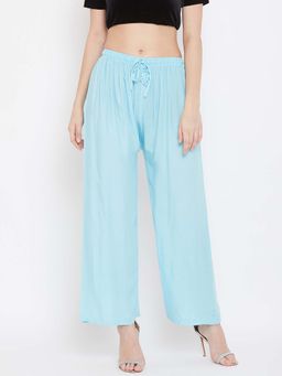 Clora Creation - Blue Solid Wide Palazzo