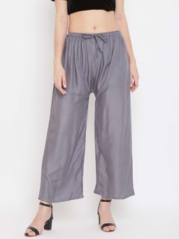 Clora Creation - Grey Solid Wide Palazzo